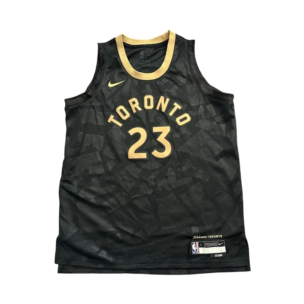 Nike Toronto Raptors Jersey L Black Gold VanVleet 23 Excellent City Edition